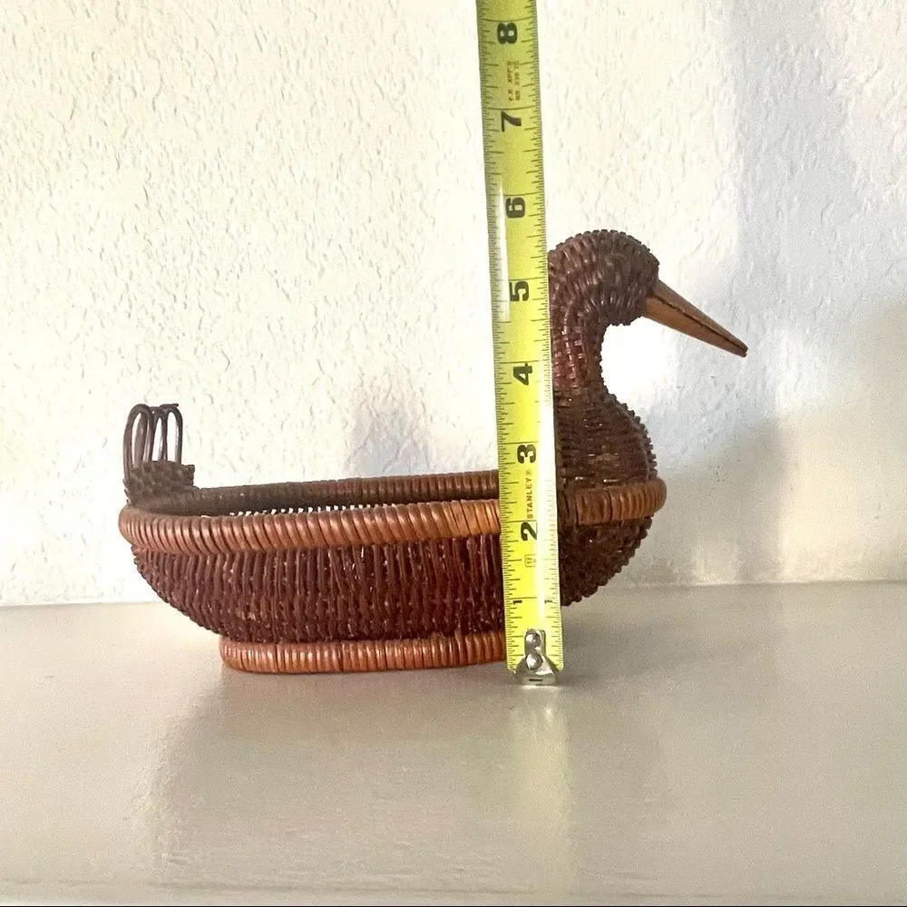 Vintage duck rattan basket